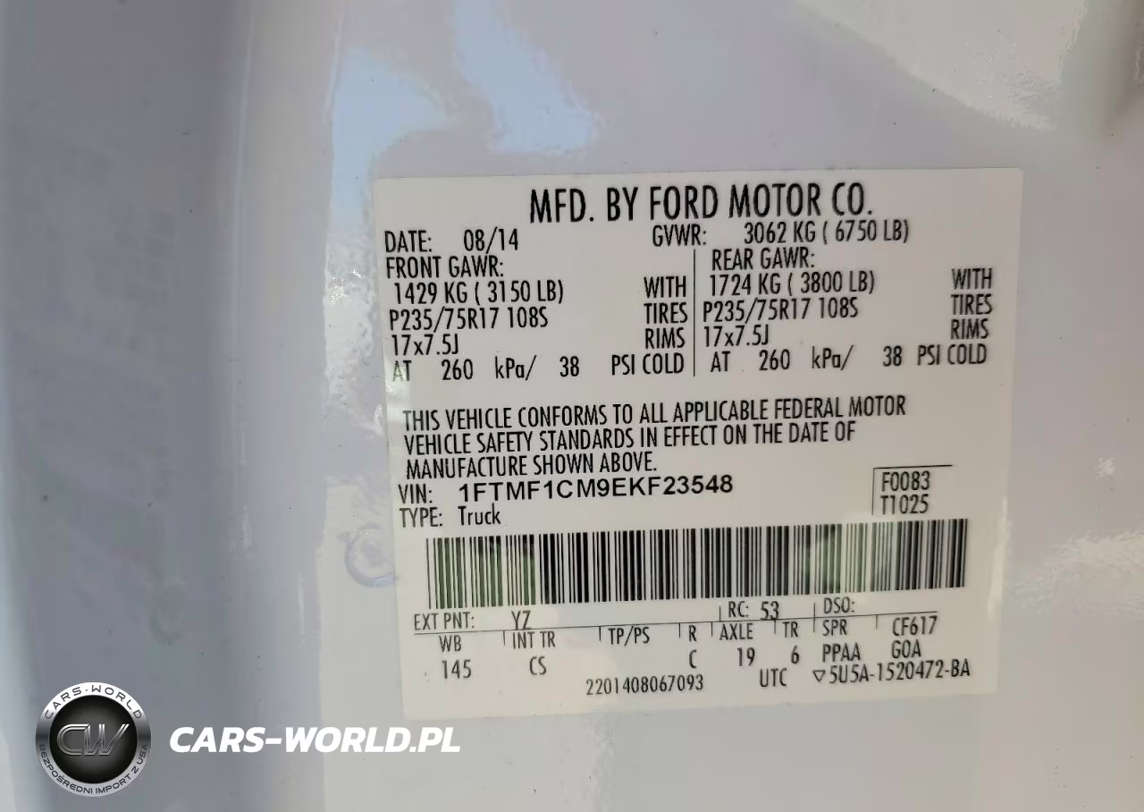2014 Ford F150 Supercrew VIN:1FTMF1CM9EKF23548 - 12