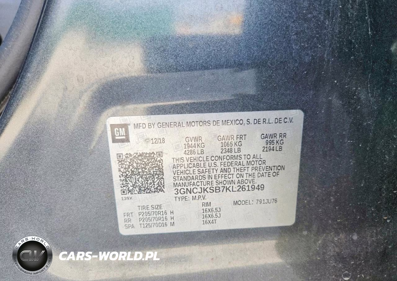 2019 Chevrolet Trax Ls VIN:3GNCJKSB7KL261949 - 13