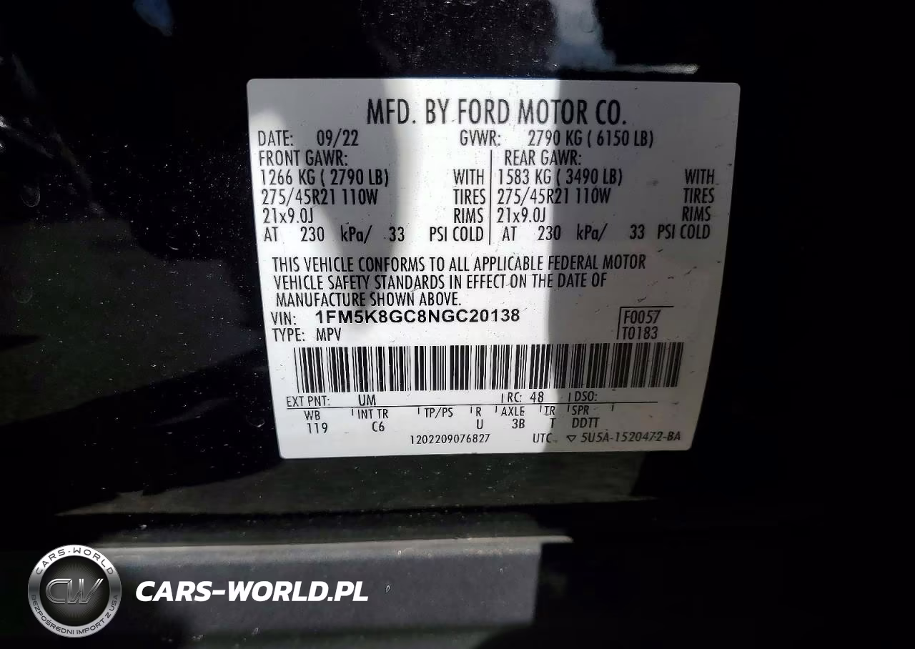 2022 Ford Explorer St VIN:1FM5K8GC8NGC20138 - 14