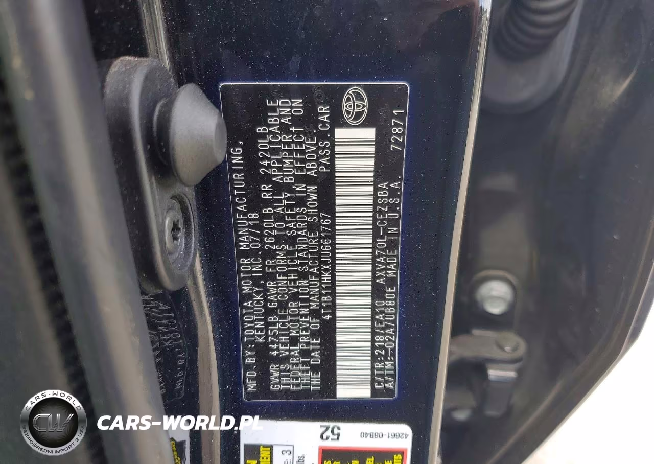 2018 Toyota Camry Se VIN:4T1B11HKXJU661767 - 12