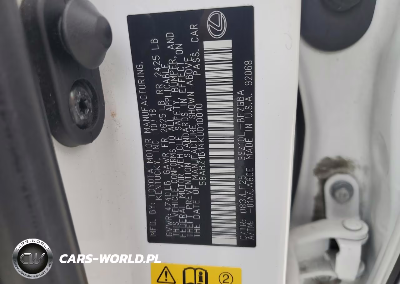 2019 Lexus Es 350 VIN:58ABZ1B14KU010010 - 12