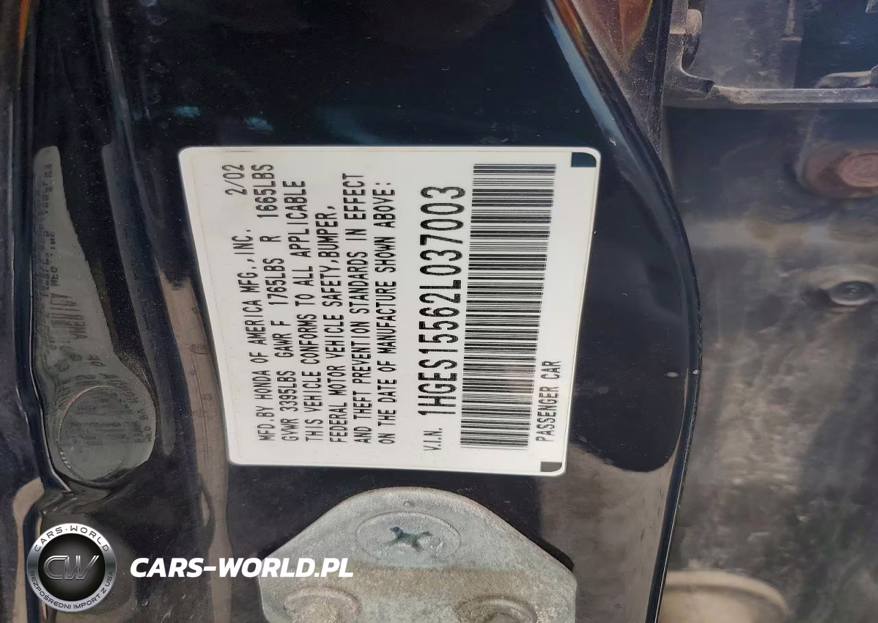 2002 Hond Civic Lx VIN:1HGES15562L037003 - 13