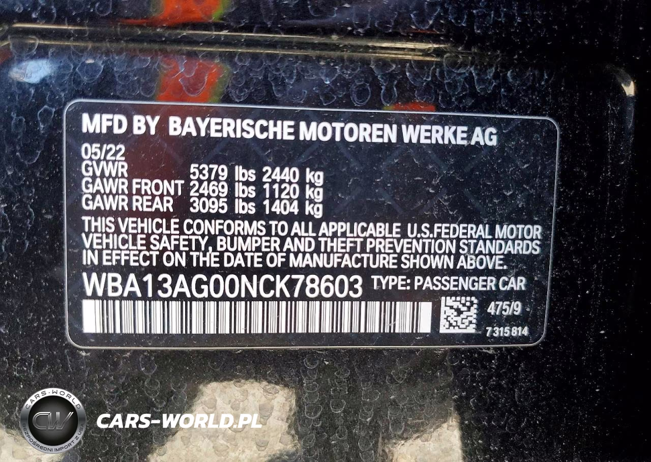 2022 BMW 530E VIN:WBA13AG00NCK78603 - 13