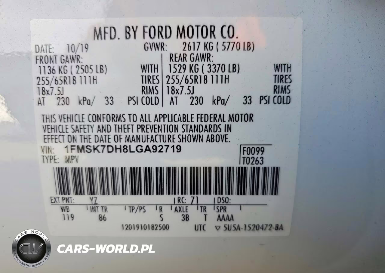 2020 Ford Explorer Xlt VIN:1FMSK7DH8LGA92719 - 13
