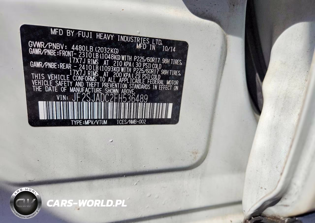 2015 Subaru Forester 2.5I Premium VIN:JF2SJADC2FH536489 - 14