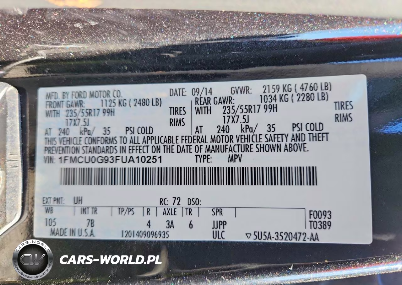 2015 Ford Escape Se VIN:1FMCU0G93FUA10251 - 13