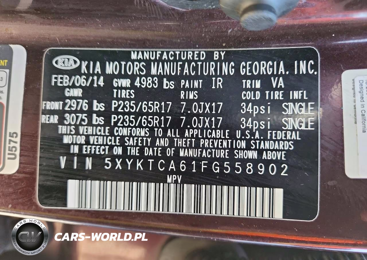 2015 Kia Sorento Lx VIN:5XYKTCA61FG558902 - 13