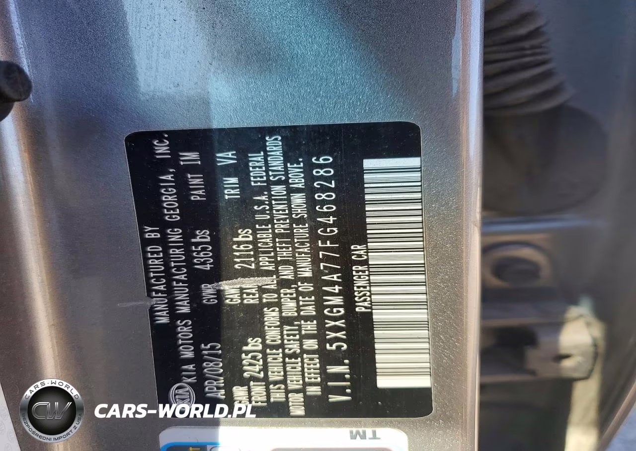 2015 Kia Optima Lx VIN:5XXGM4A77FG468286 - 12