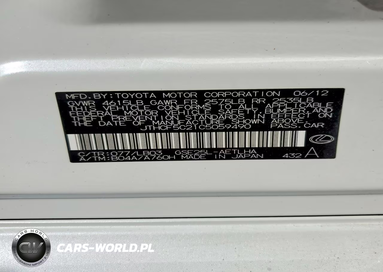2012 Lexus Is 250 Base VIN:JTHCF5C21C5059490 - 12