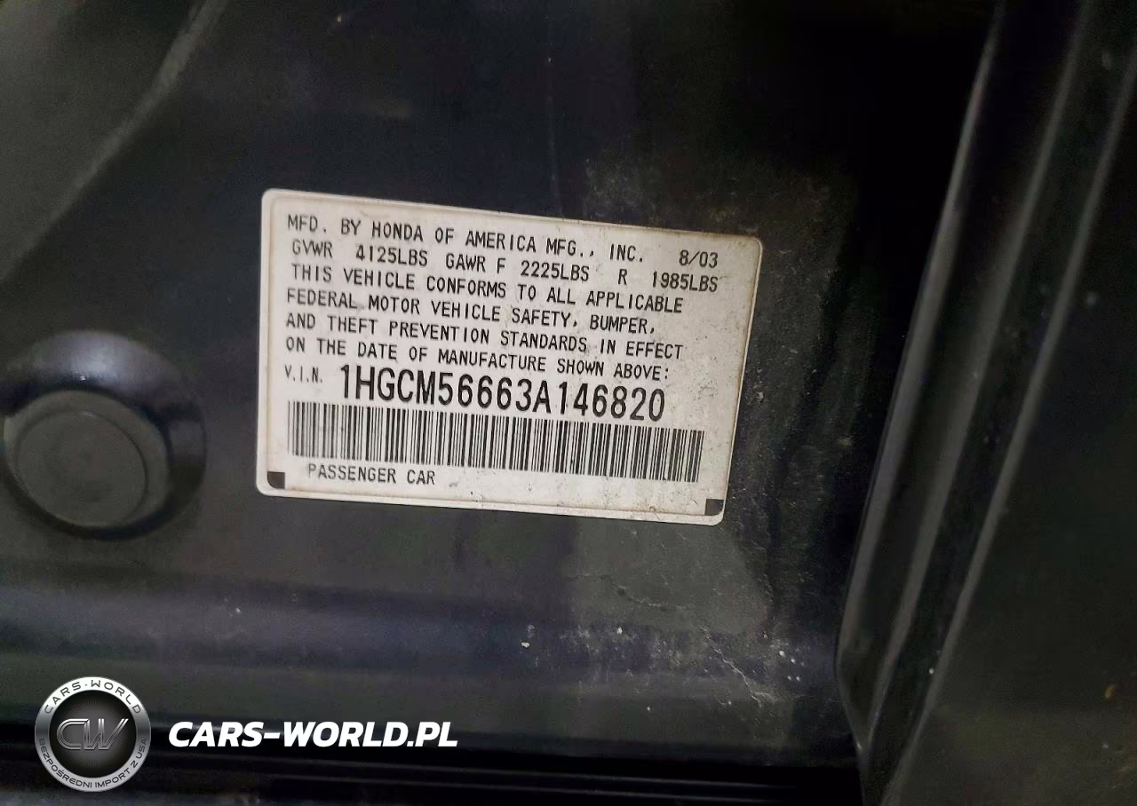 2003 Honda Accord Ex VIN:1HGCM56663A146820 - 12