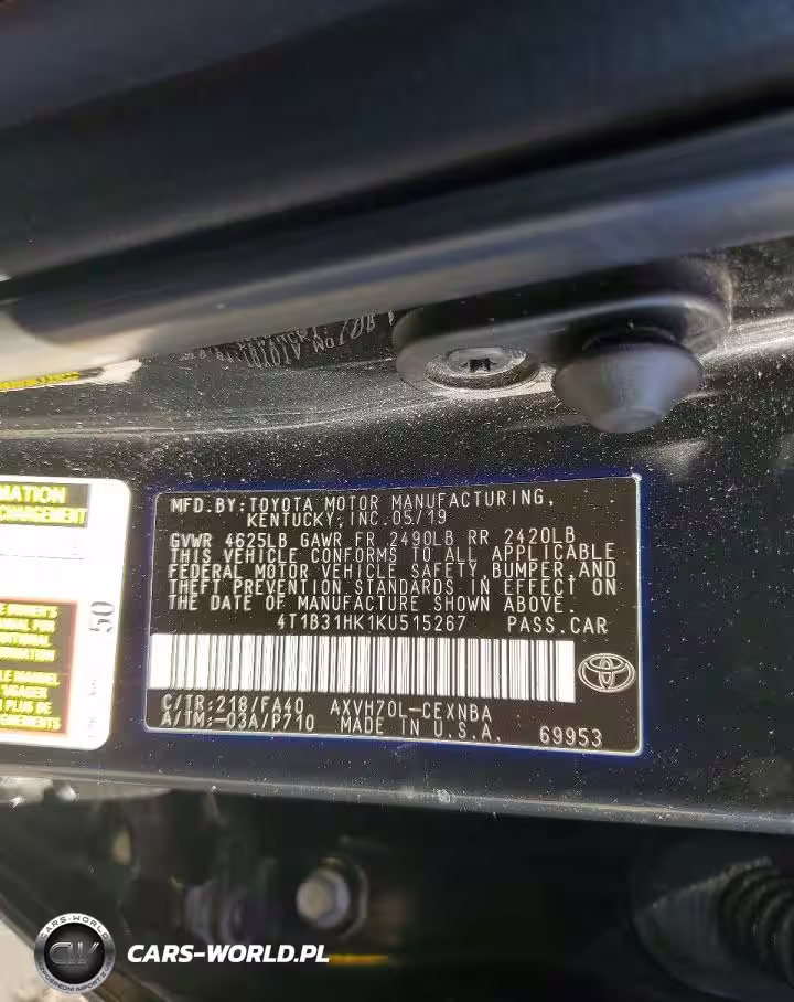 2019 Toyota Camry Hybrid Le VIN:4T1B31HK1KU515267 - 12