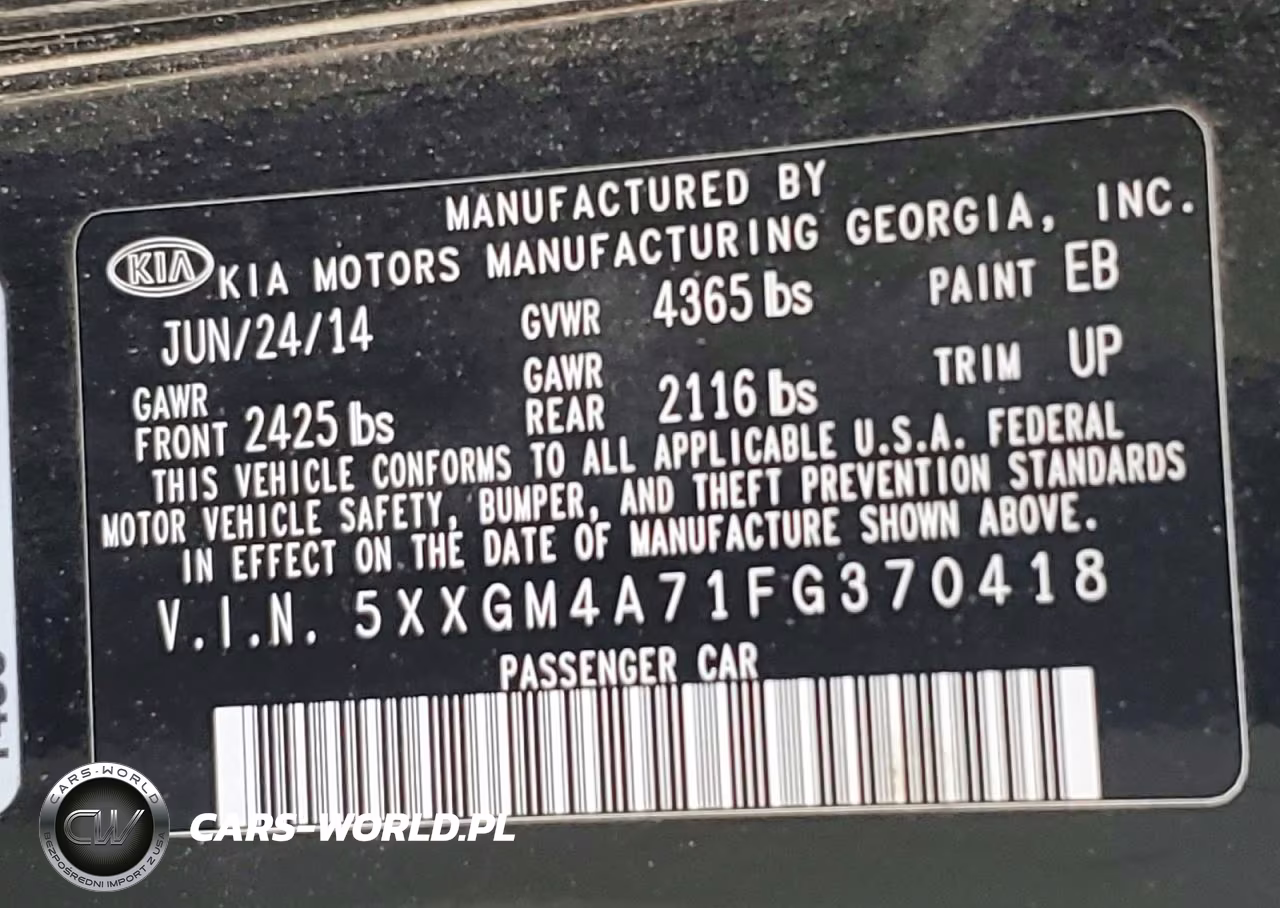 2015 Kia Optima Lx VIN:5XXGM4A71FG370418 - 12