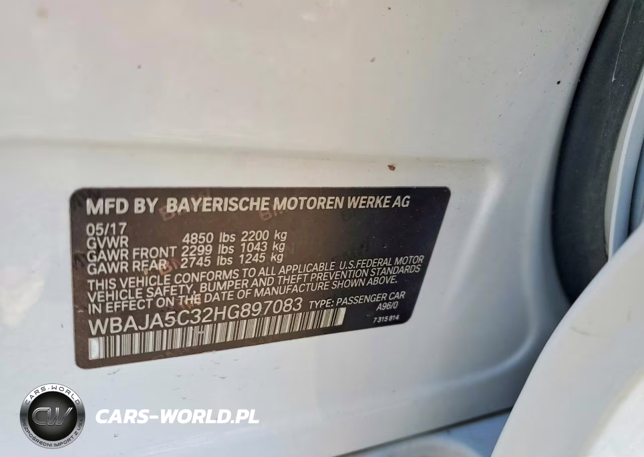 2017 BMW 530 I VIN:WBAJA5C32HG897083 - 12