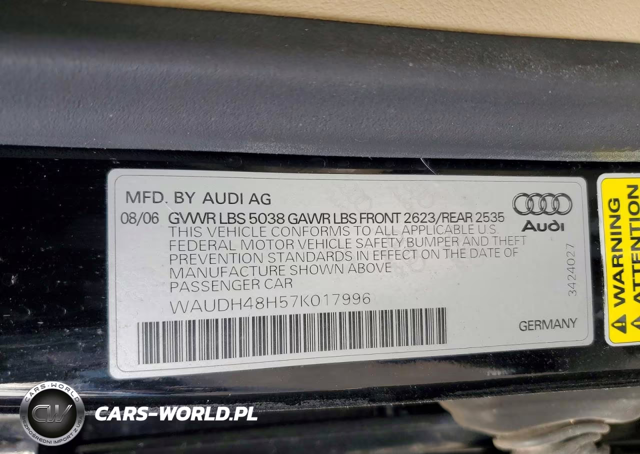 2007 Audi A4 3.2 Cabriolet Quattro VIN:WAUDH48H57K017996 - 12