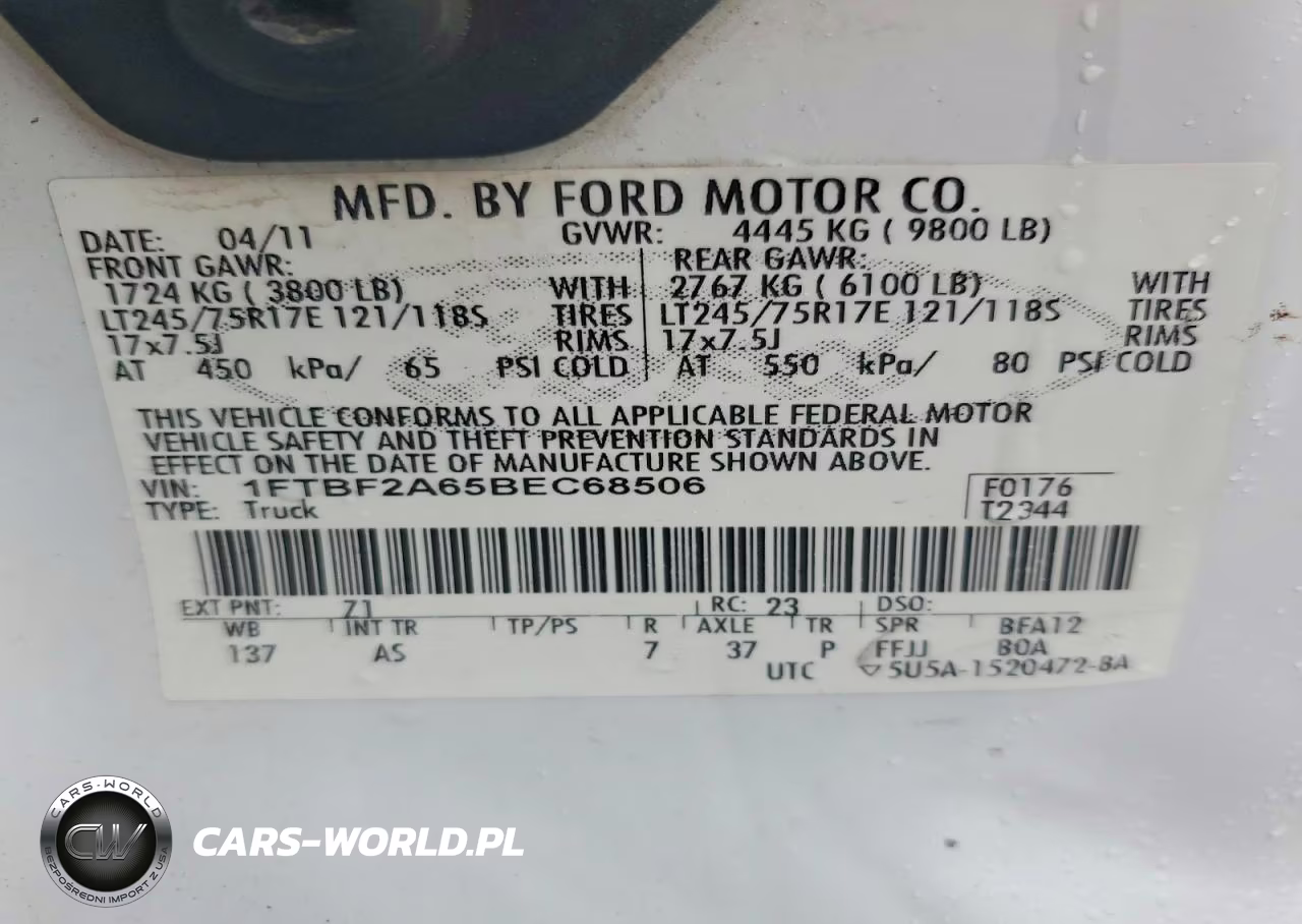 2011 Ford F250 Super Duty VIN:1FTBF2A65BEC68506 - 12