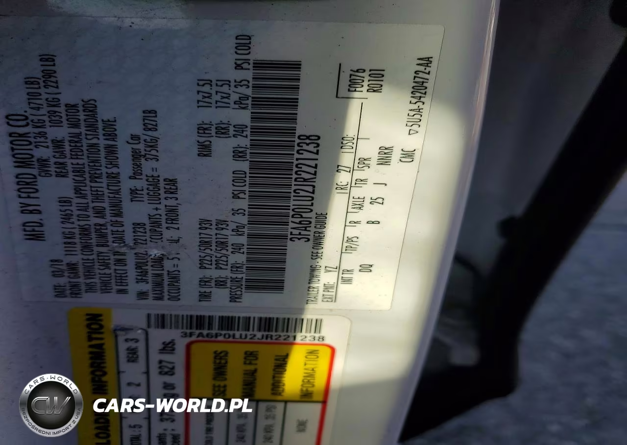 2018 Ford Fusion Se Hybrid VIN:3FA6P0LU2JR221238 - 12