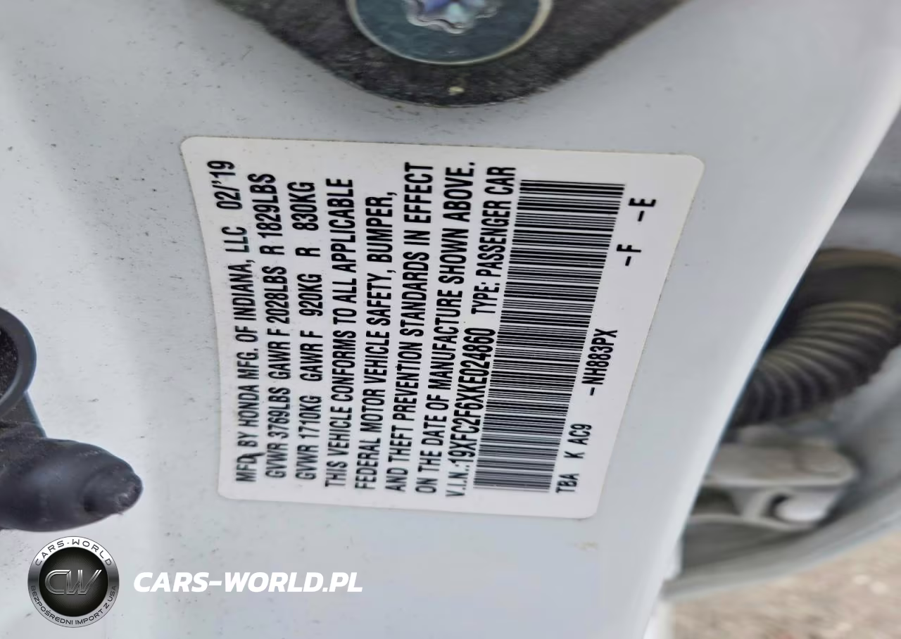 2019 Honda Civic Lx VIN:19XFC2F6XKE024860 - 12