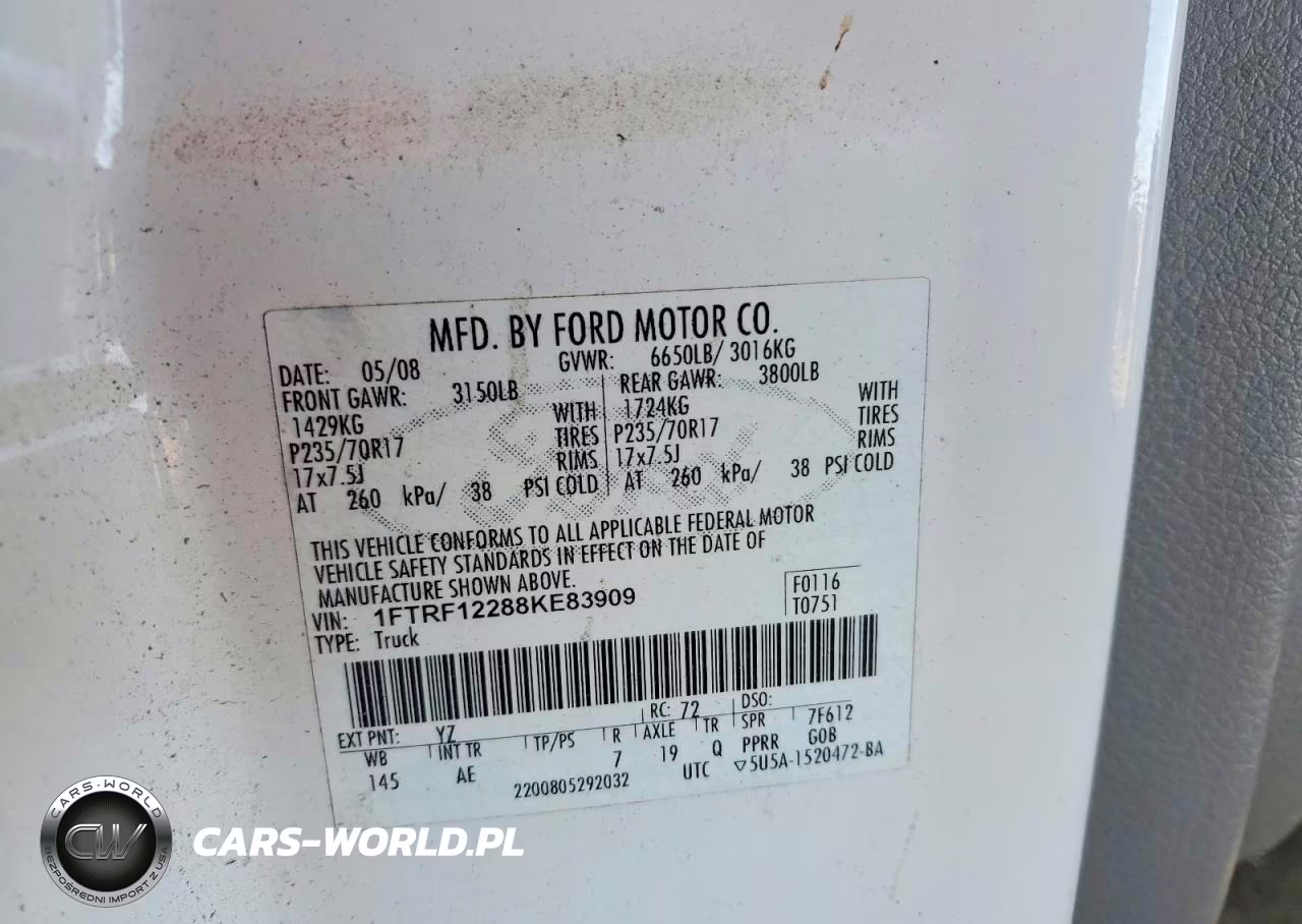 2008 Ford F150 VIN:1FTRF12288KE83909 - 12