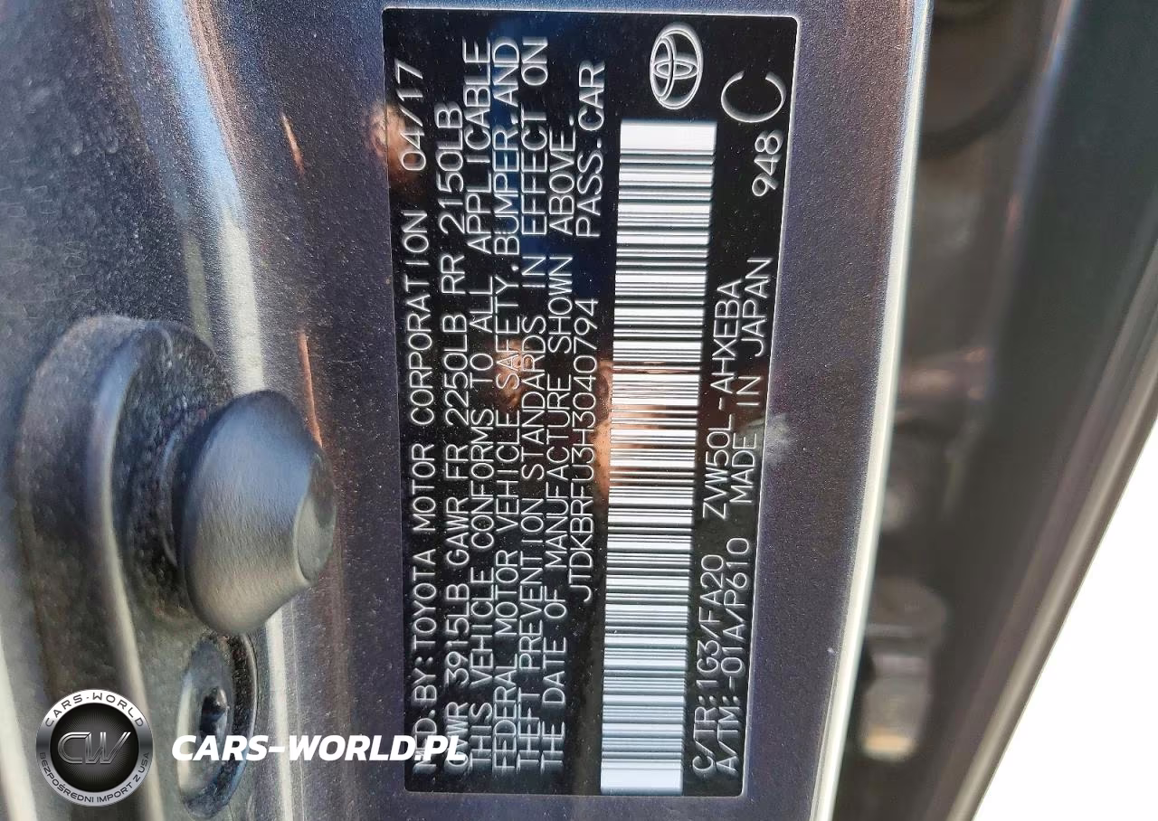 2017 Toyota Prius One VIN:JTDKBRFU3H3040794 - 13