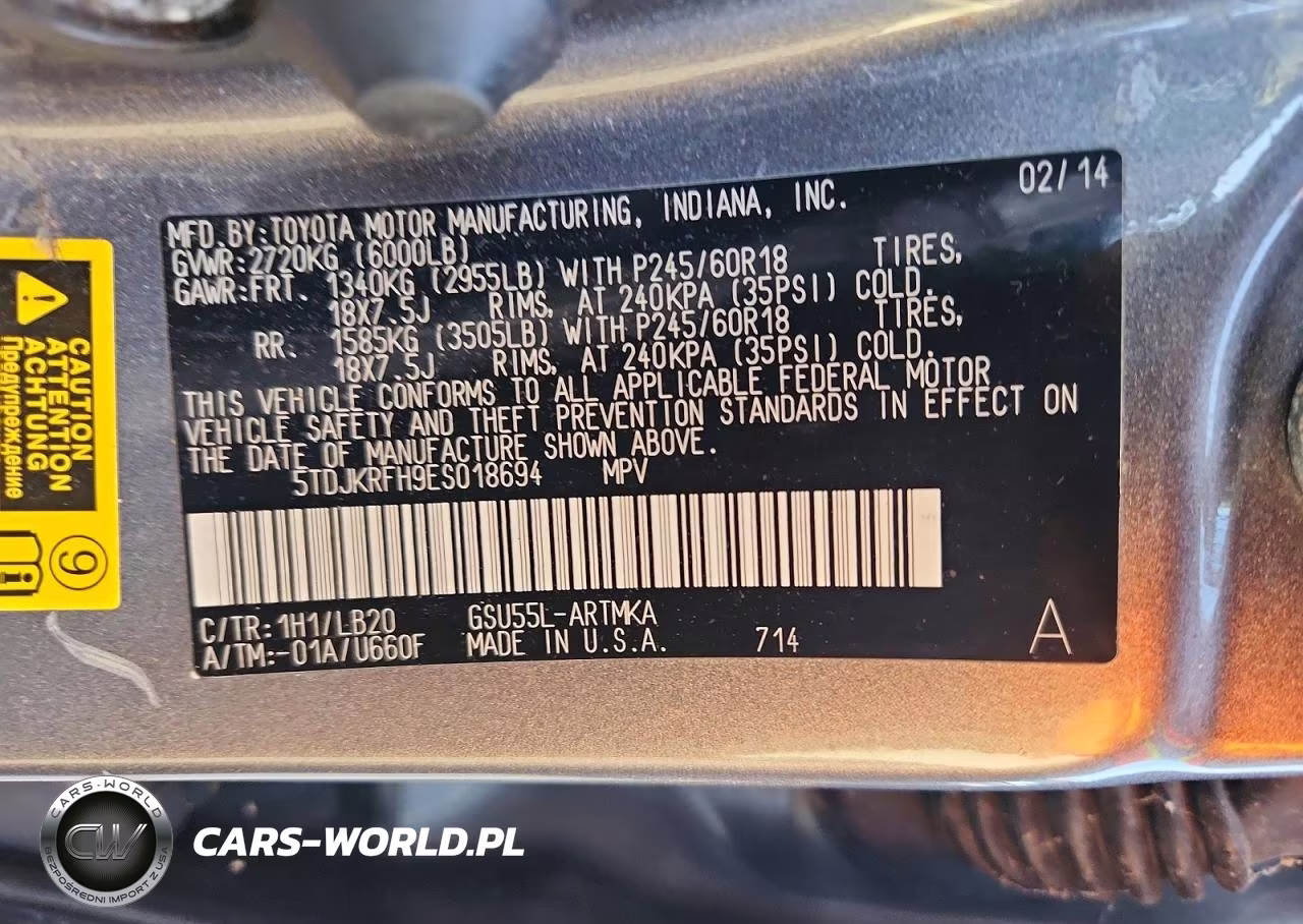 2014 Toyota Highlander Xle VIN:5TDJKRFH9ES018694 - 13