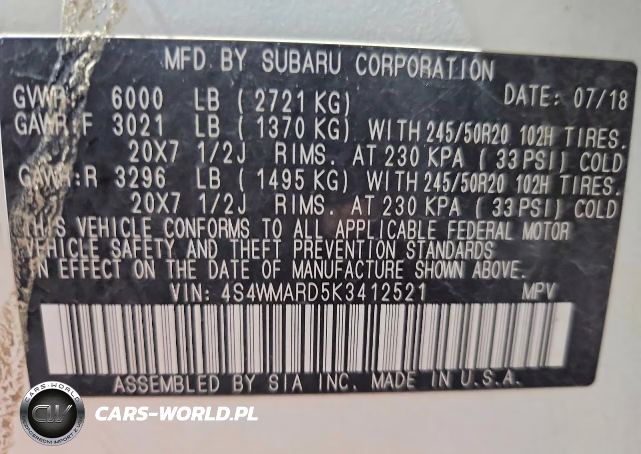 2019 Subaru Ascent Touring VIN:4S4WMARD5K3412521 - 13