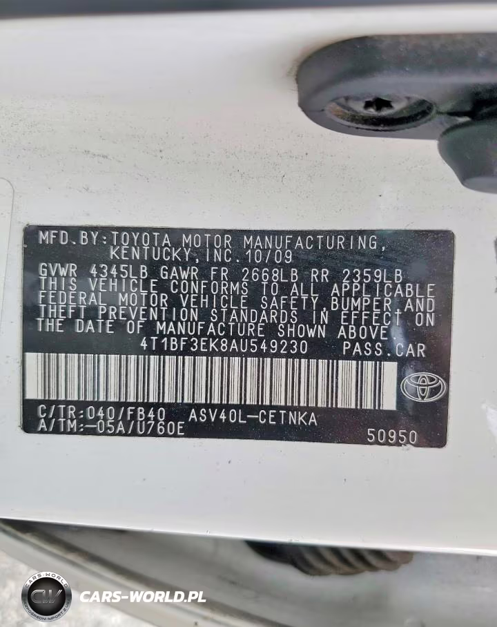 2010 Toyota Camry Le VIN:4T1BF3EK8AU549230 - 12