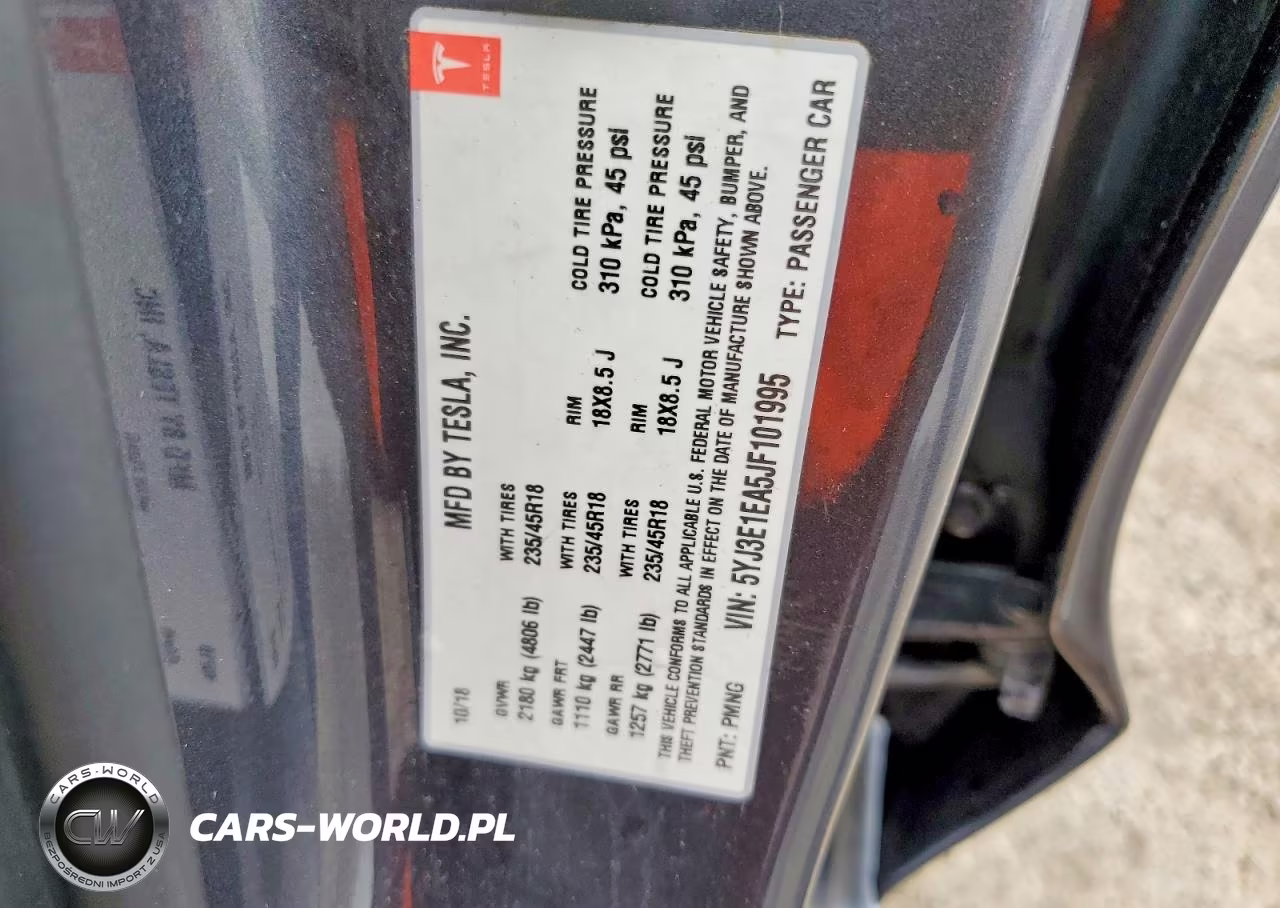 2018 Tesla Model 3 VIN:5YJ3E1EA5JF101995 - 12