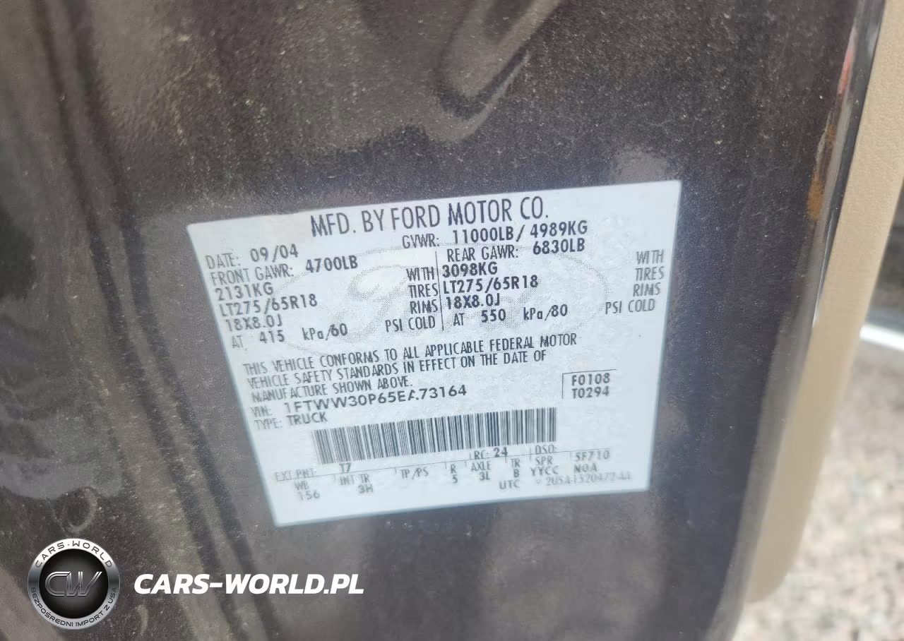2005 Ford F350 VIN:1FTWW30P65EA73164 - 12