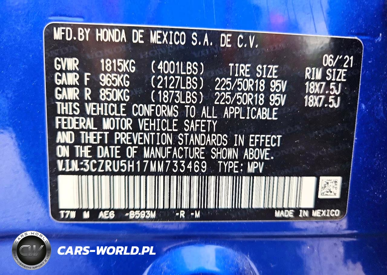 2021 Honda Hr-V Sport VIN:3CZRU5H17MM733469 - 13