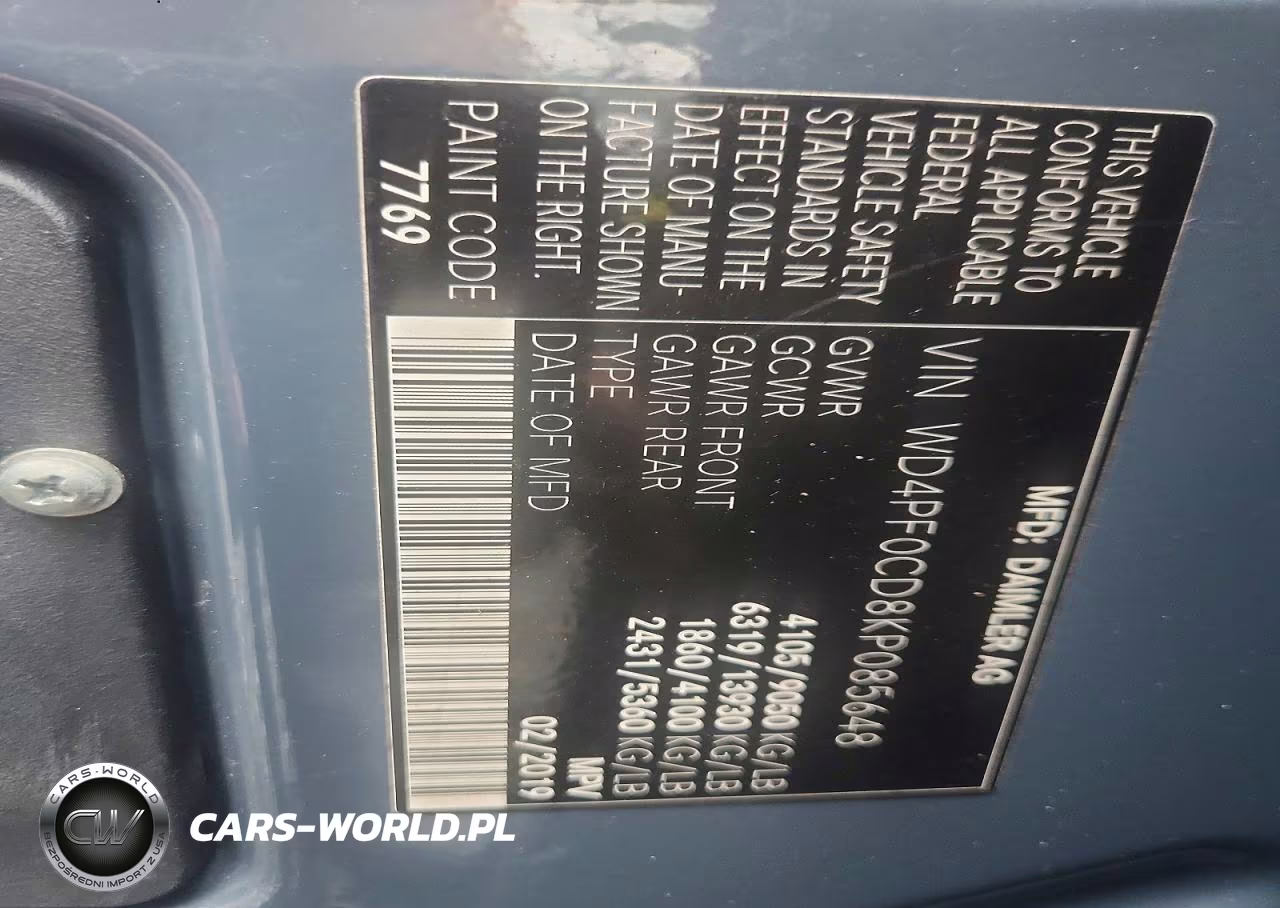 2019 Mercedes-Benz Sprinter 2500-3500 VIN:WD4PF0CD8KP085648 - 12