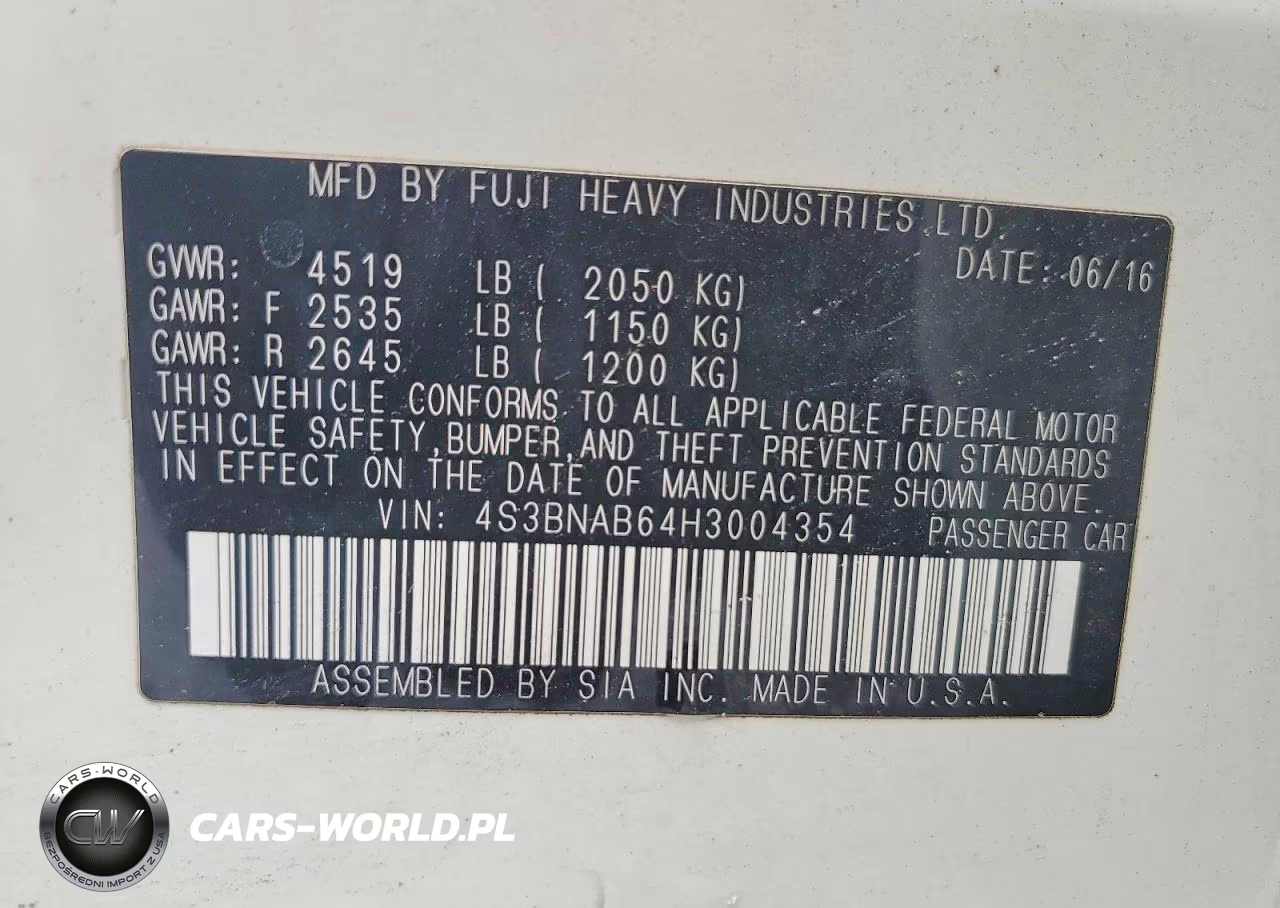 2017 Subaru Legacy 2.5I VIN:4S3BNAB64H3004354 - 13
