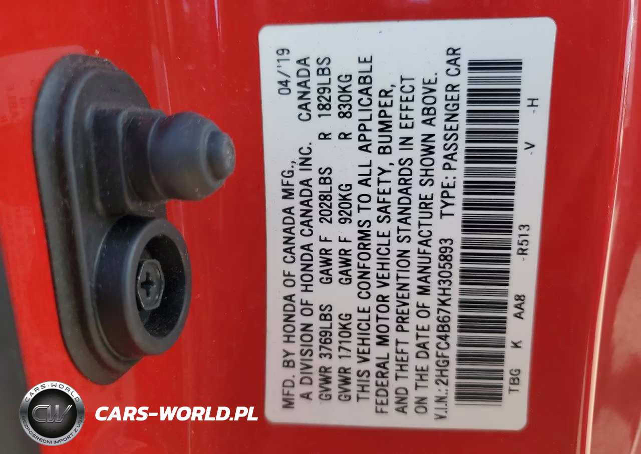 2019 Honda Civic Lx VIN:2HGFC4B67KH305893 - 12