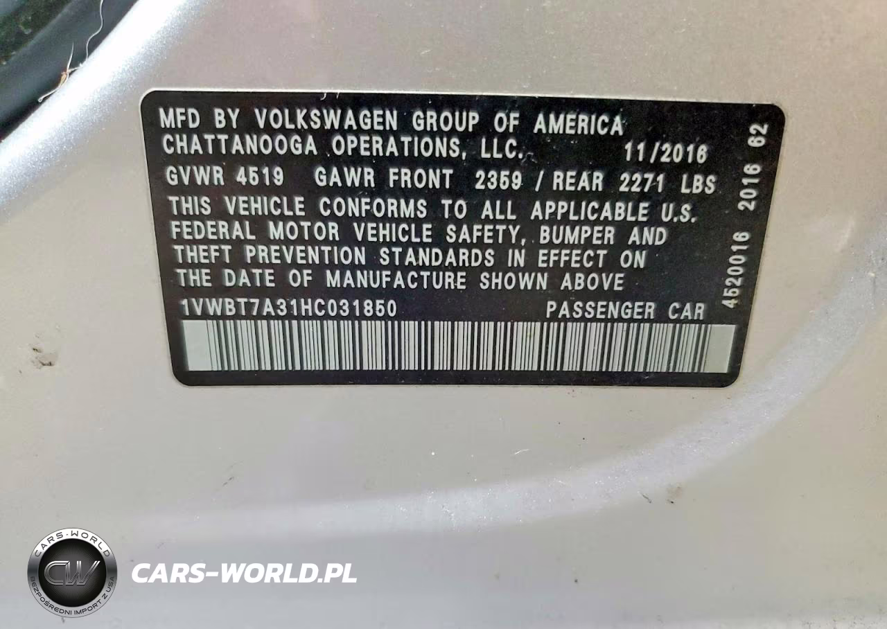 2017 Volkswagen Passat Se VIN:1VWBT7A31HC031850 - 12
