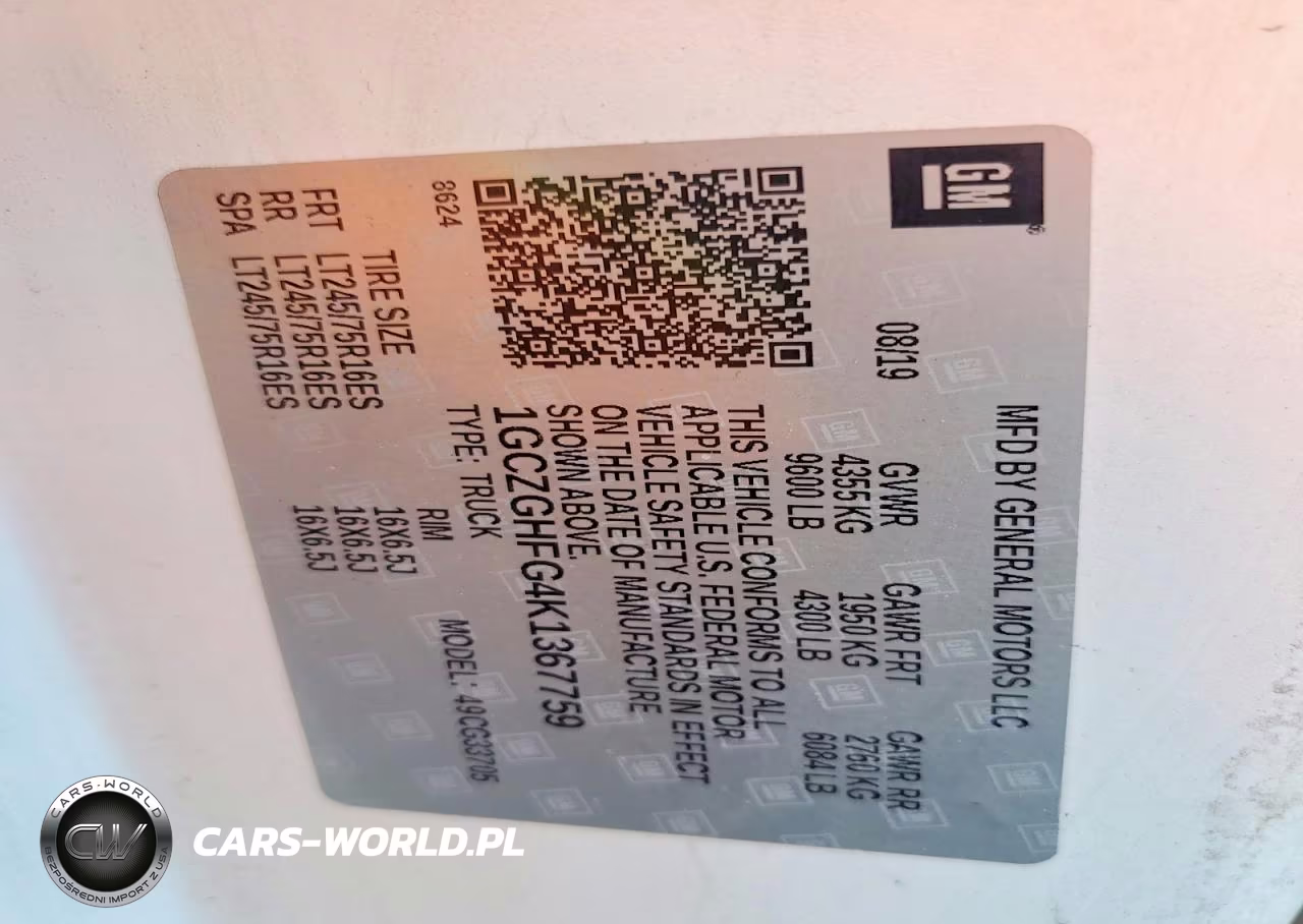 2019 Chev Express G3500 VIN:1GCZGHFG4K1367759 - 13