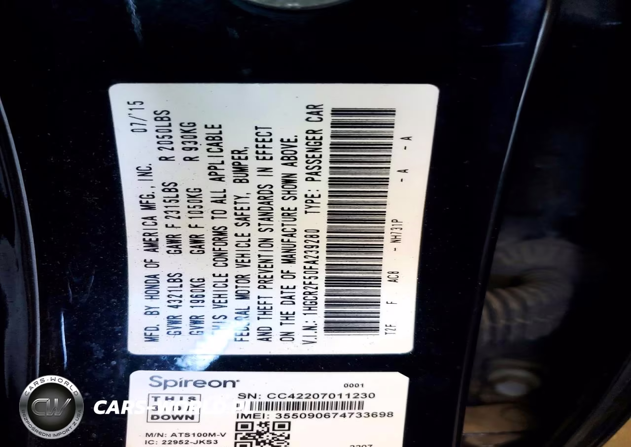 2015 Honda Accord Sport VIN:1HGCR2F50FA239280 - 13