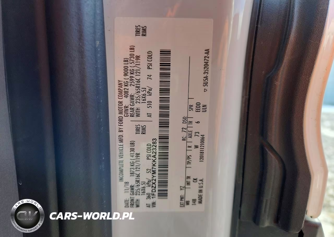 2019 Ford Transit T-350 VIN:1FDZX2YM7KKA23283 - 13
