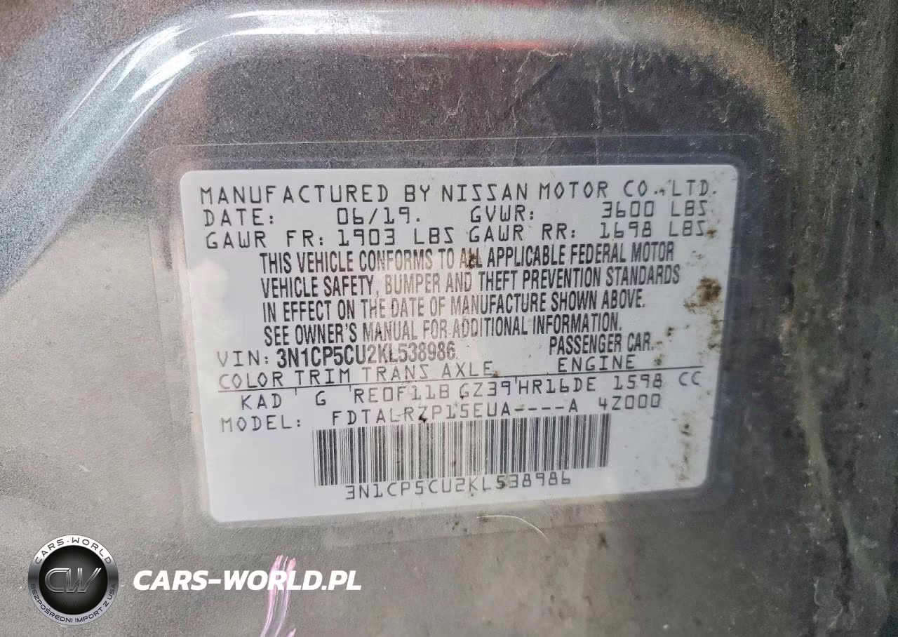 2019 Nissan Kicks S VIN:3N1CP5CU2KL538986 - 14