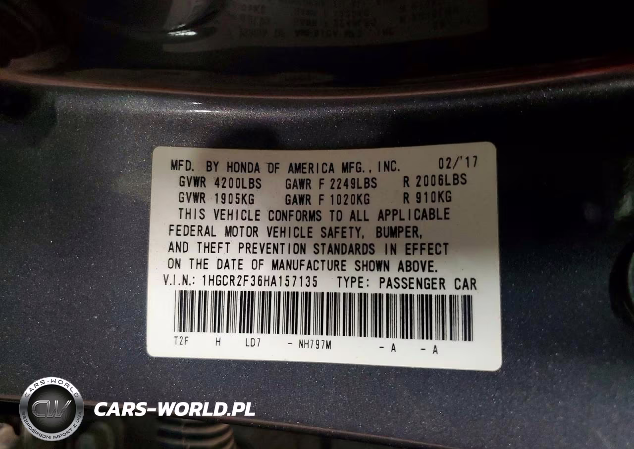 2017 Honda Accord Lx VIN:1HGCR2F36HA157135 - 12