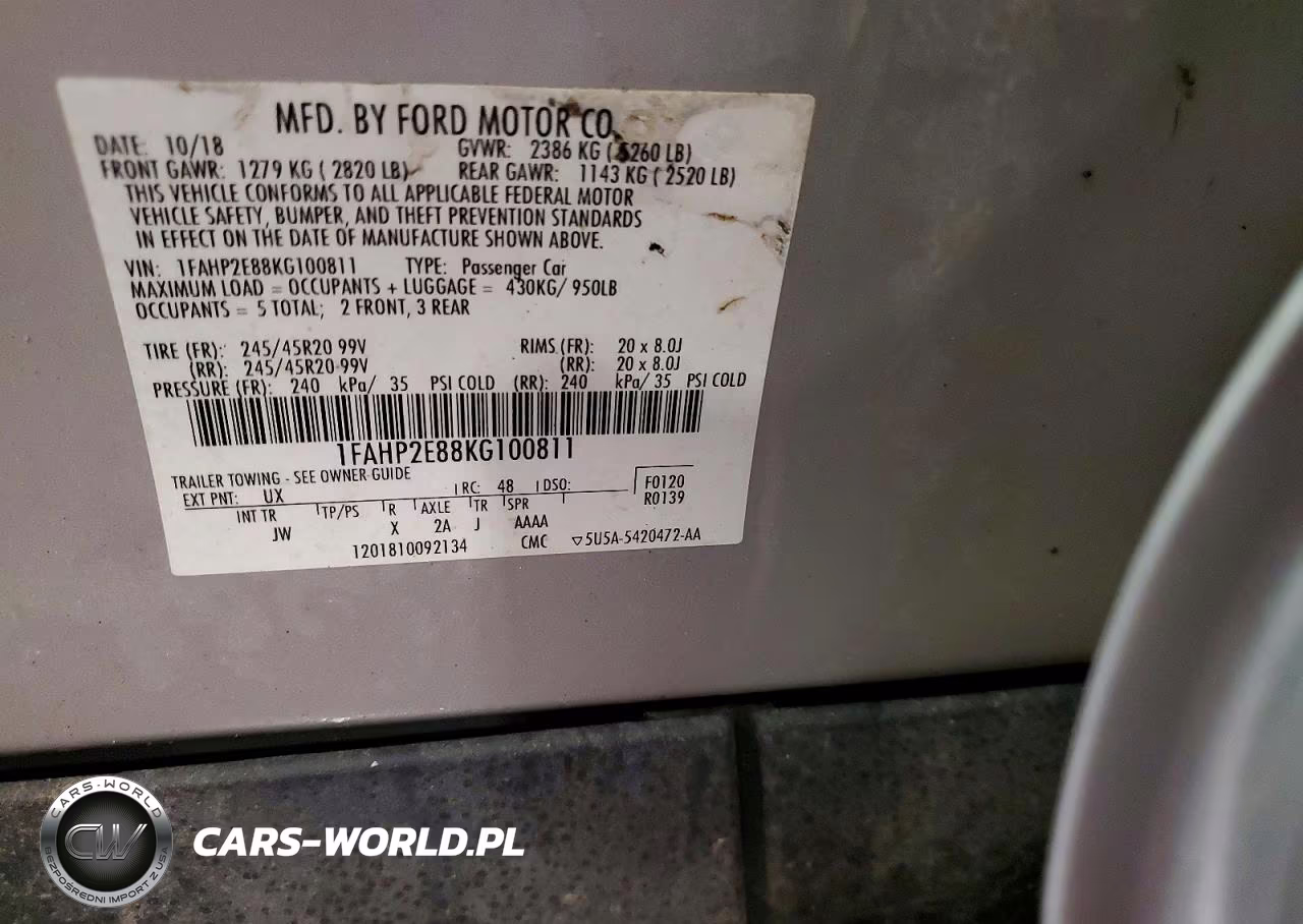 2019 Ford Taurus Sel VIN:1FAHP2E88KG100811 - 12