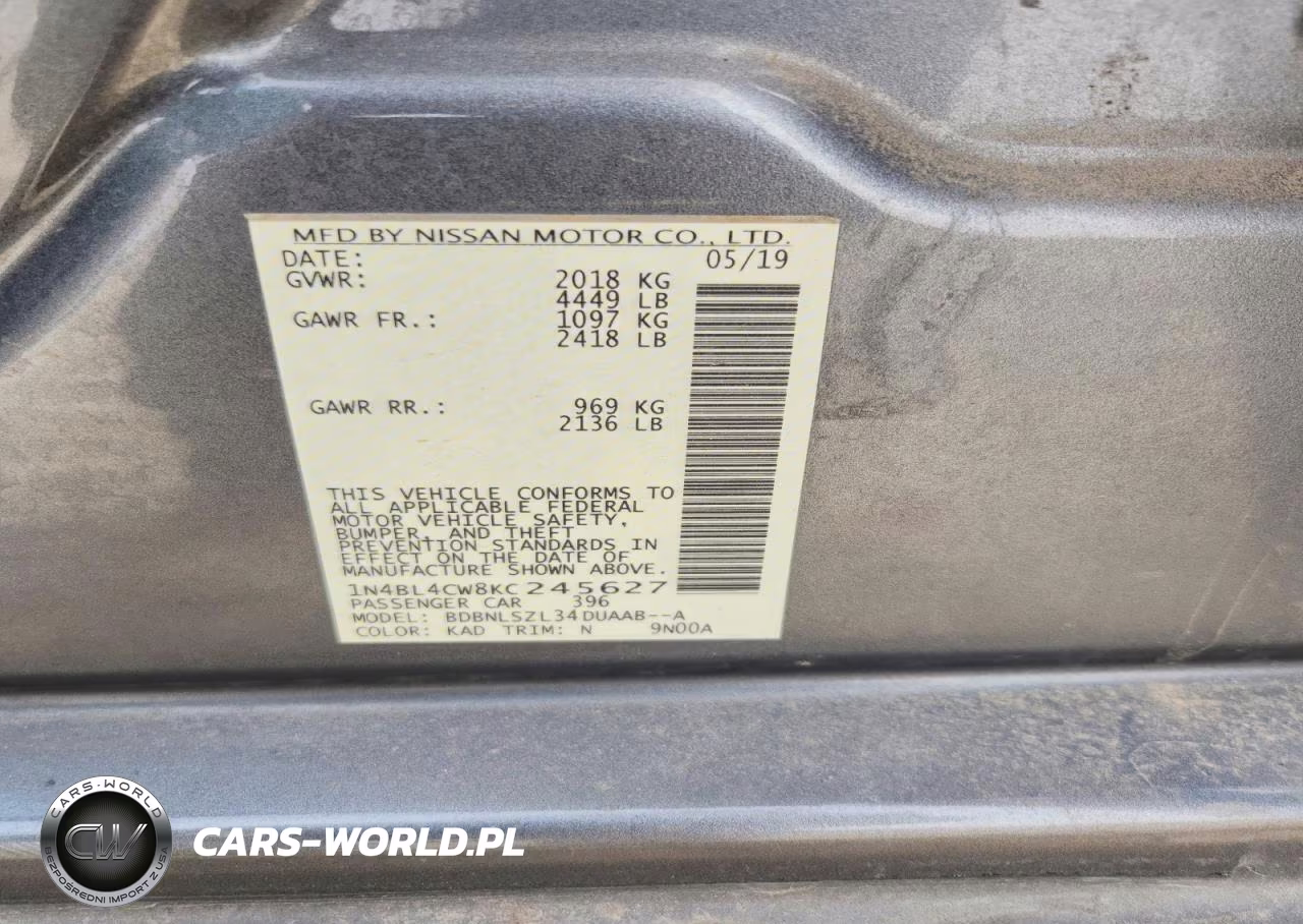 2019 Nissan Altima 2.5 Sr VIN:1N4BL4CW8KC245627 - 12