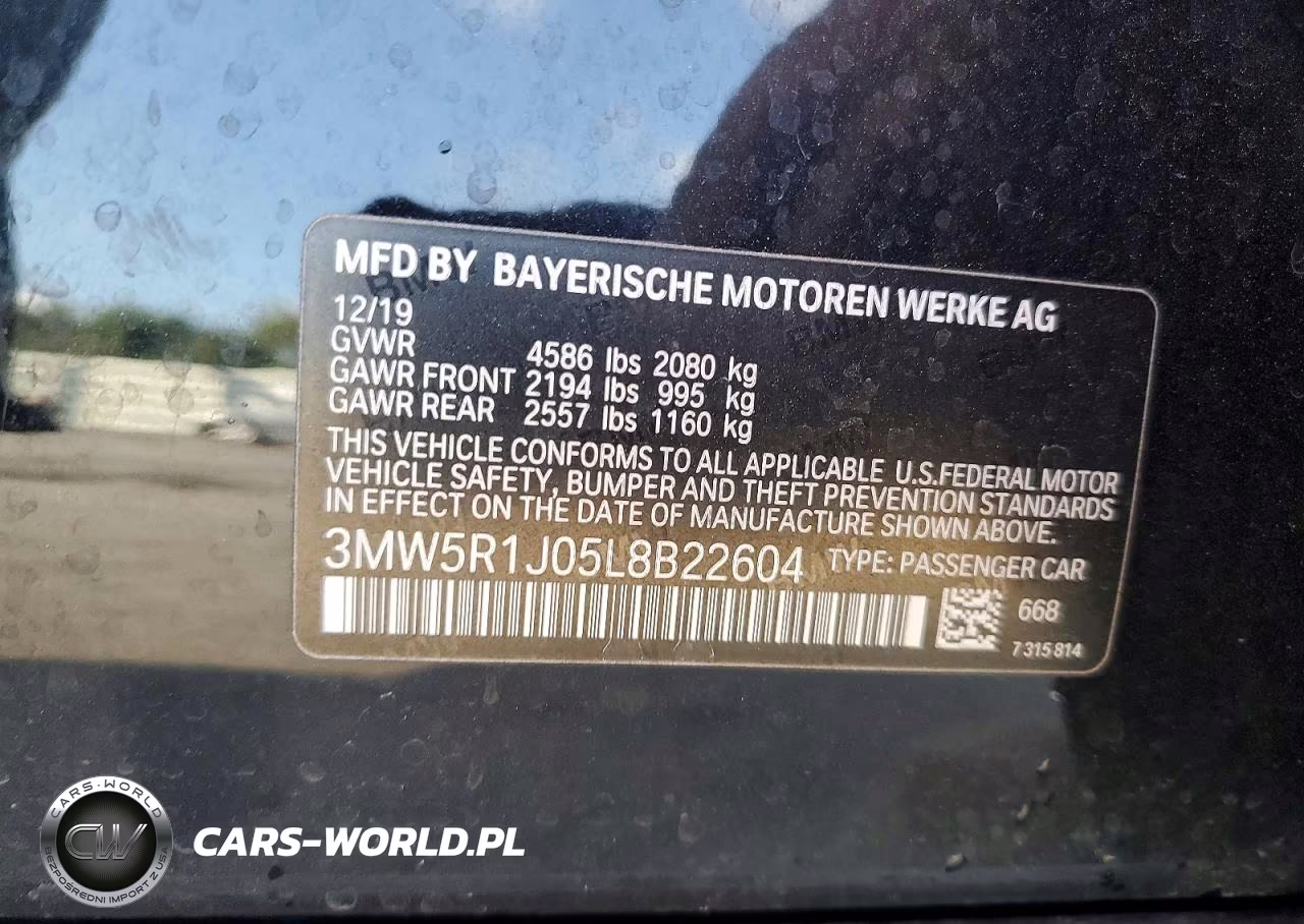 2020 BMW 330I VIN:3MW5R1J05L8B22604 - 12