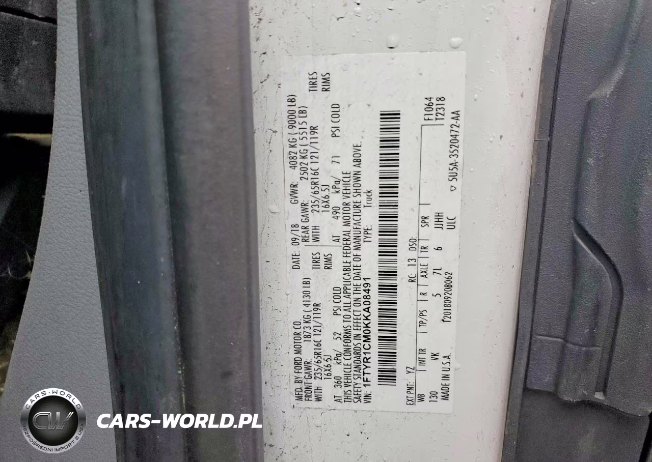 2019 Ford Transit 250 Utility - Service Van VIN:1FTYR1CM0KKA08491 - 13