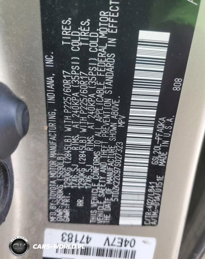 2007 Toyota Sienna Xle VIN:5TDZK22C97S027323 - 13