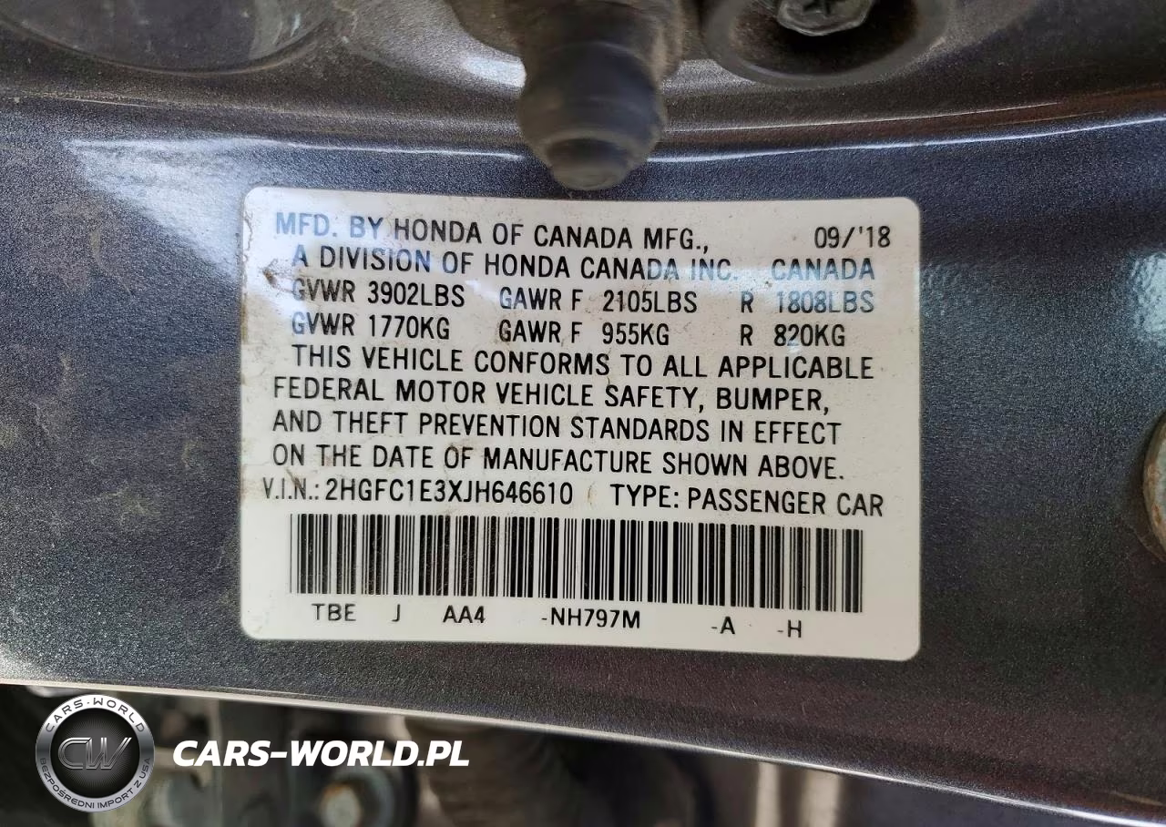 2018 Honda Civic Ex VIN:2HGFC1E3XJH646610 - 12