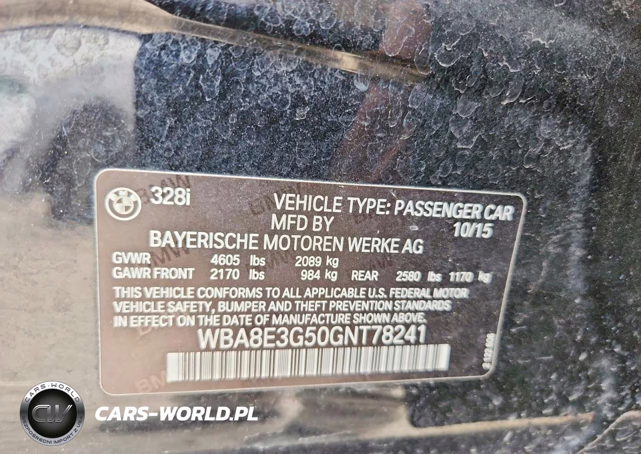2016 BMW 328 Xi Sulev VIN:WBA8E3G50GNT78241 - 12