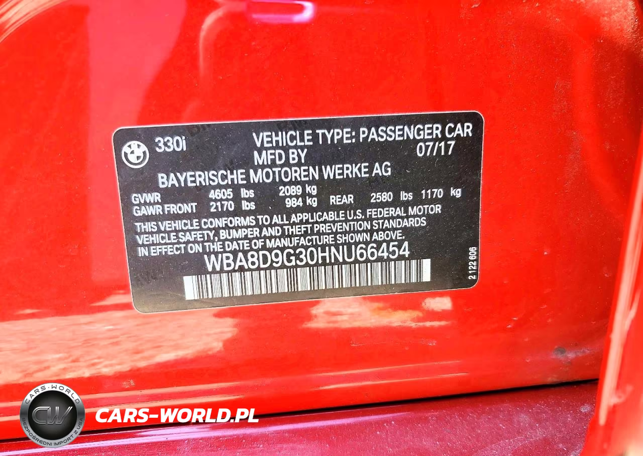 2017 BMW 330 Xi VIN:WBA8D9G30HNU66454 - 12