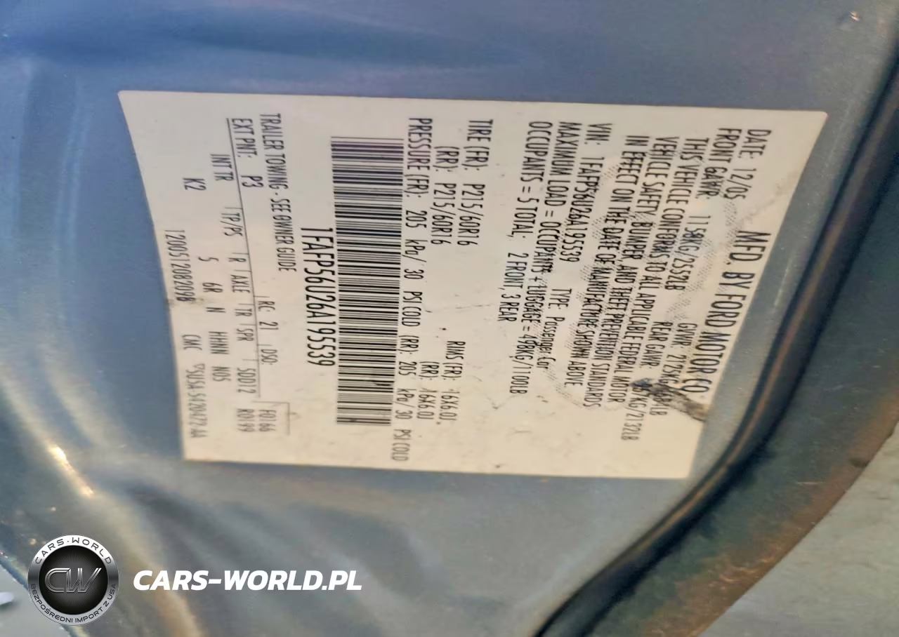 2006 Ford Taurus Sel VIN:1FAFP56U26A195539 - 12