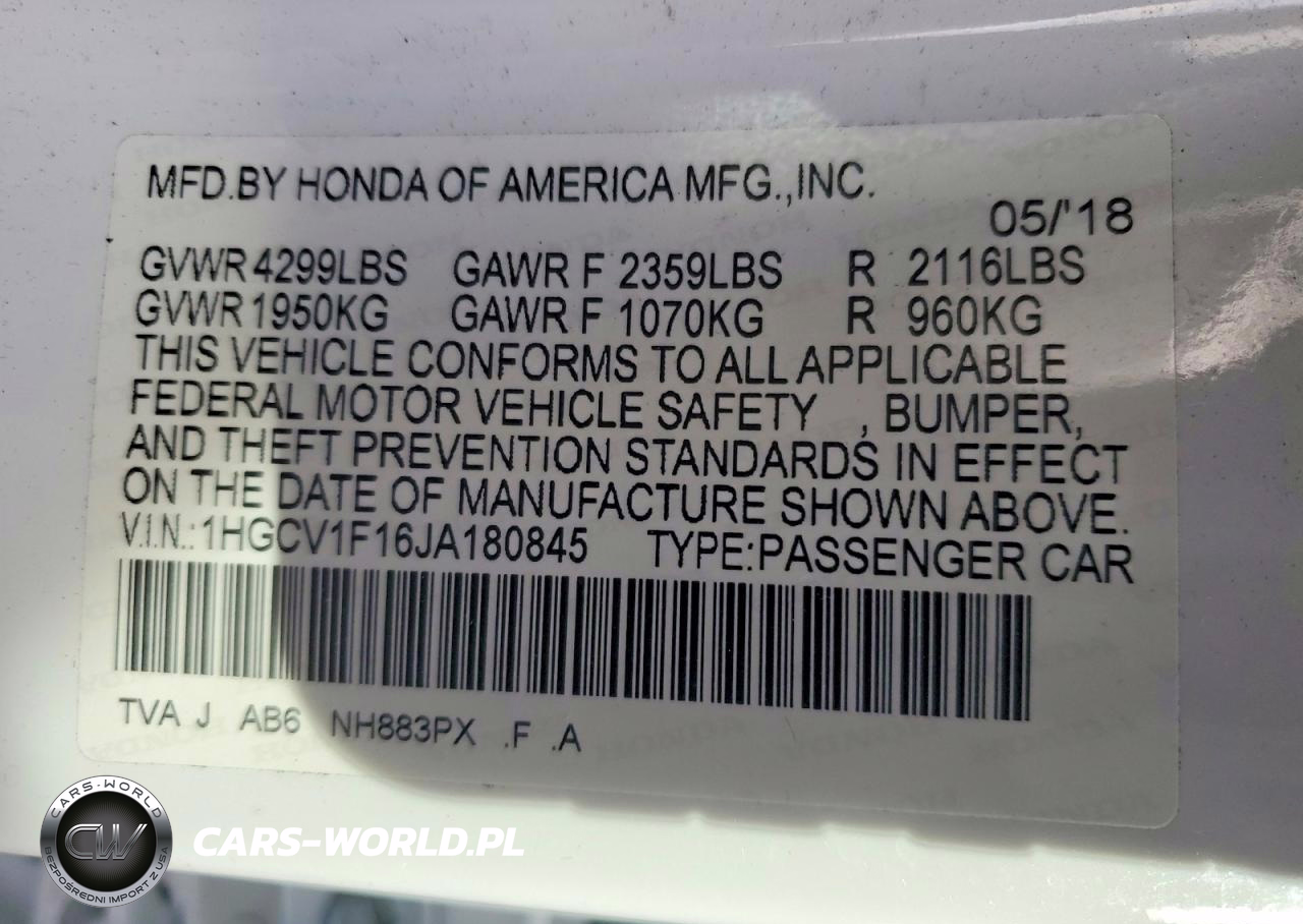 2018 Honda Accord Lx VIN:1HGCV1F16JA180845 - 13