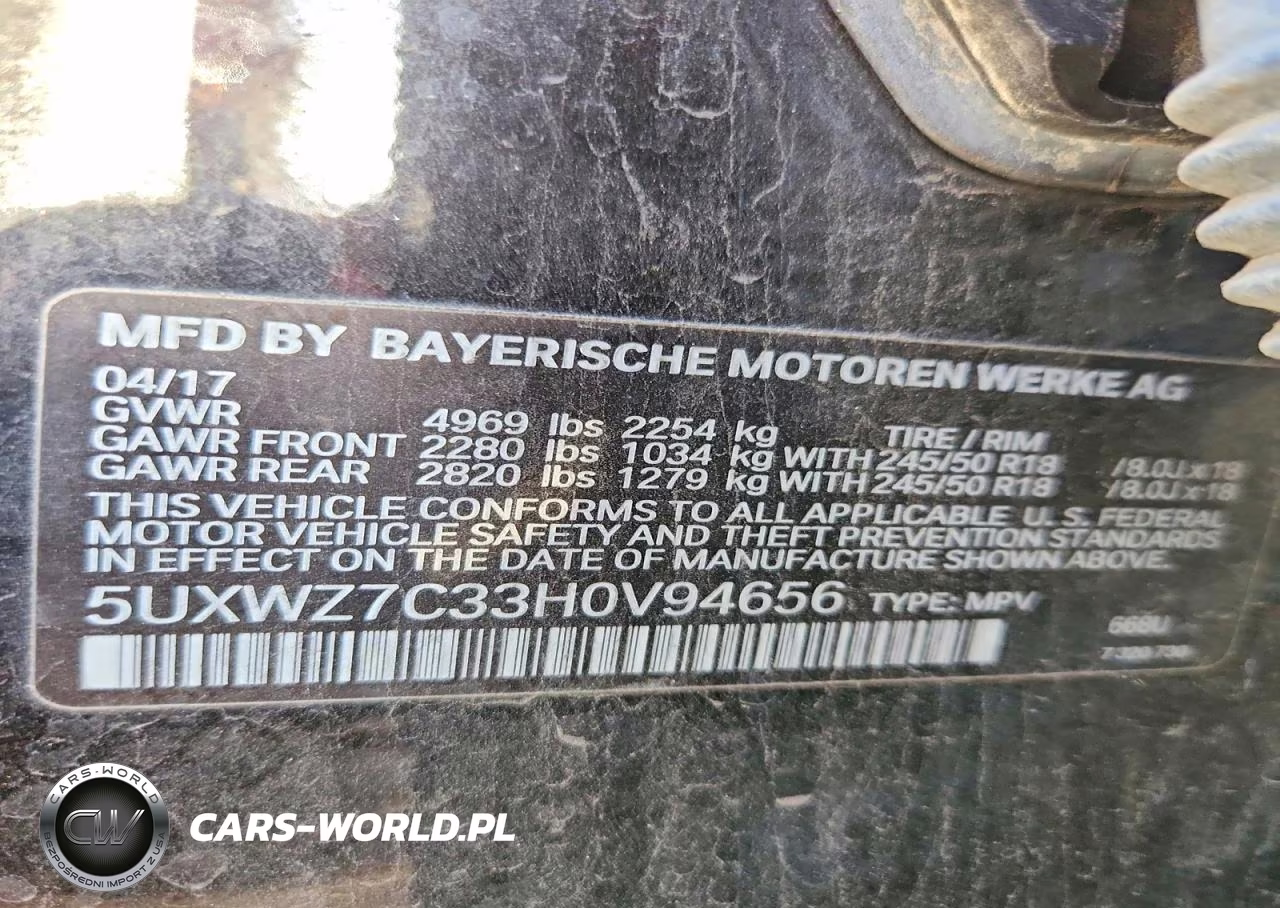 2017 BMW X3 Sdrive28I VIN:5UXWZ7C33H0V94656 - 12