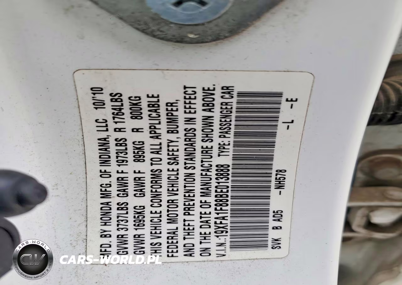 2011 Honda Civic Ex VIN:19XFA1F88BE013888 - 13